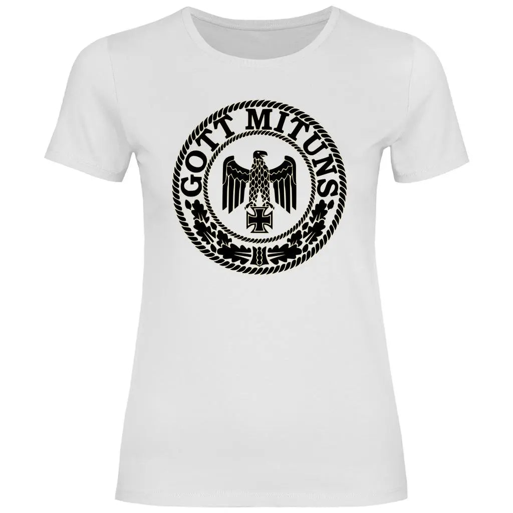 Eisernes Kreuz T-Shirt 'Gott Mit Uns' Damen PatriotenPrint