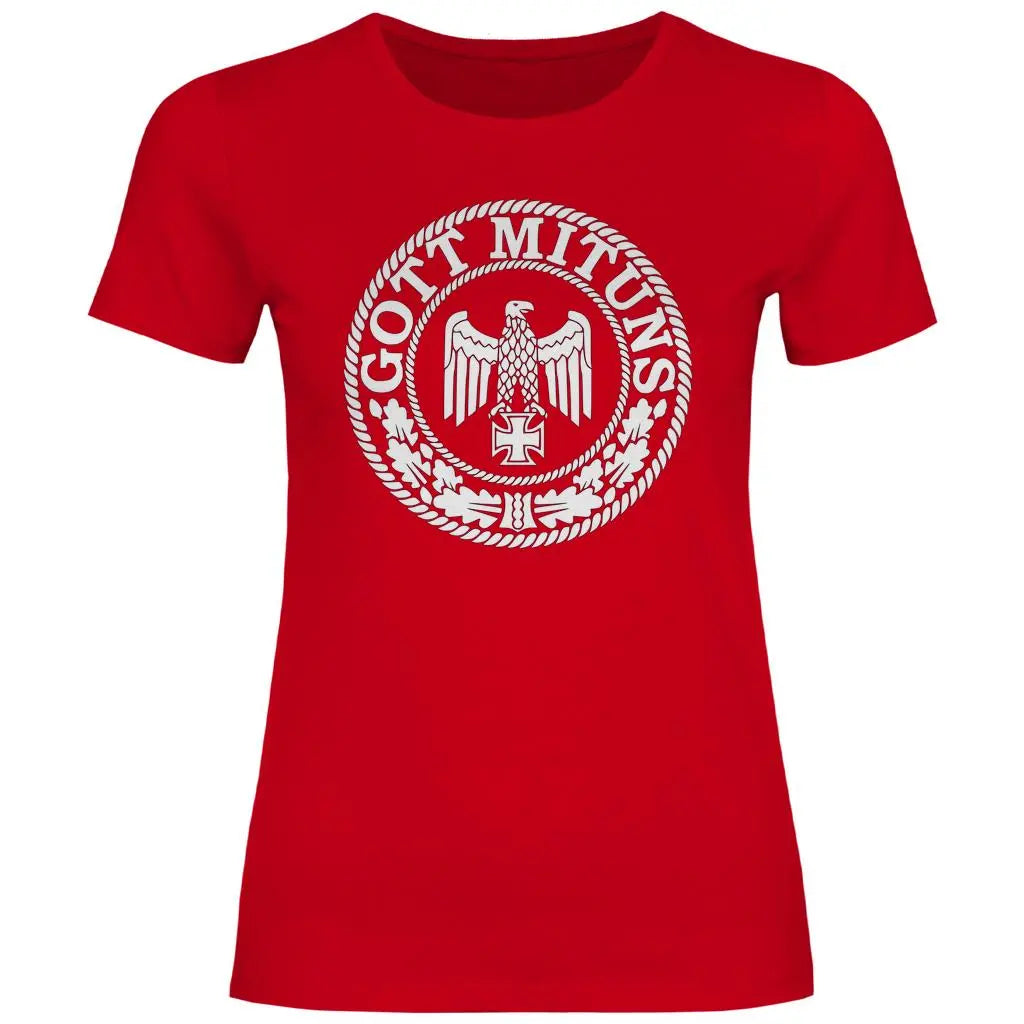Eisernes Kreuz T-Shirt 'Gott Mit Uns' Damen PatriotenPrint