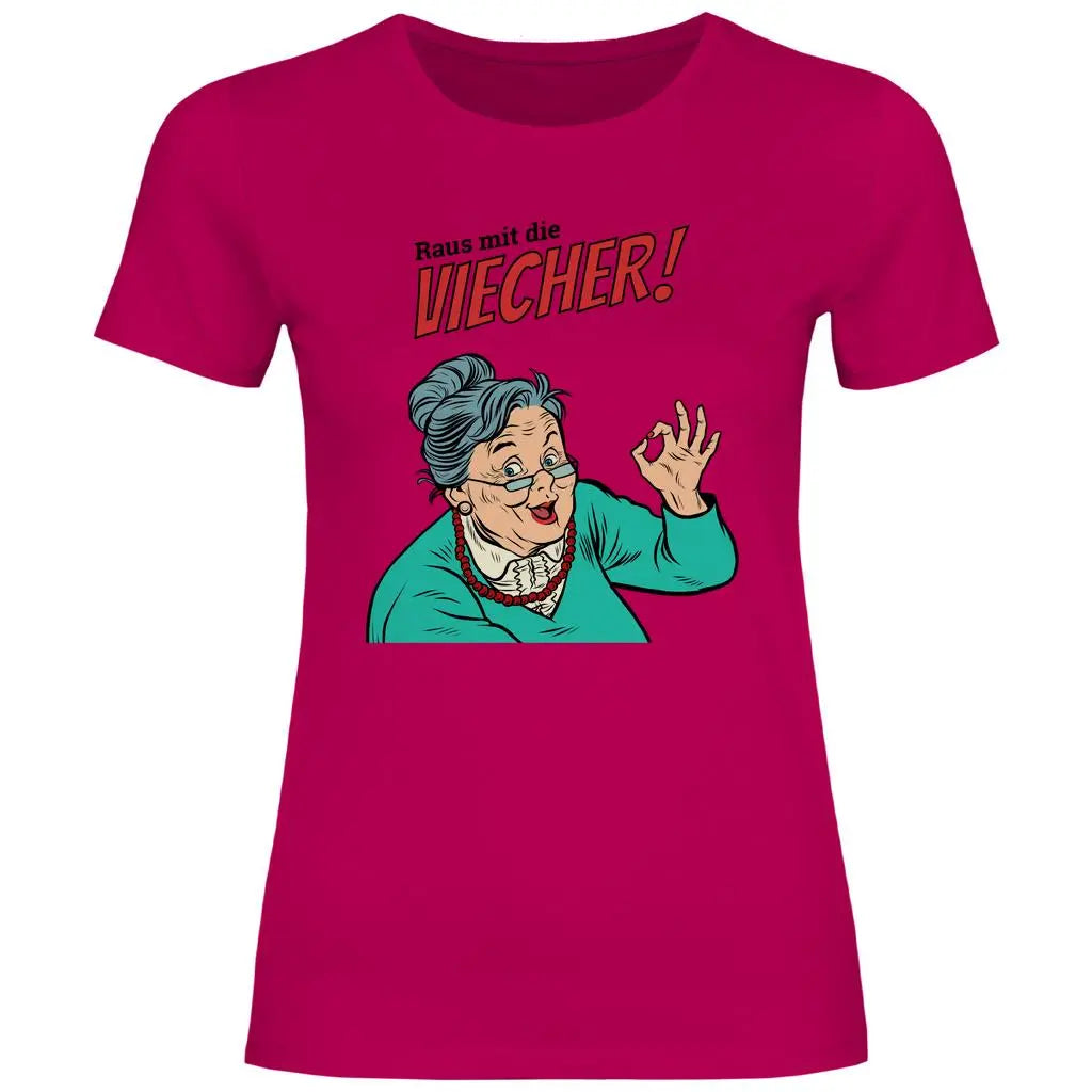 Remigration T-Shirt 'Raus mit die Viecher' Damen PatriotenPrint