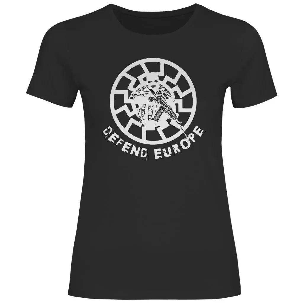 Schwarze Sonne T-Shirt 'Defend Europe' Damen PatriotenPrint