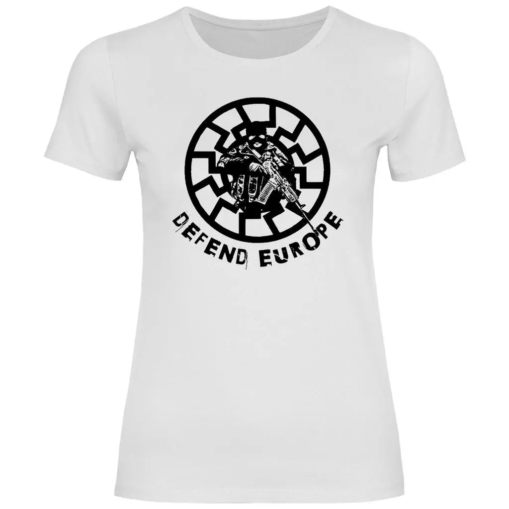 Schwarze Sonne T-Shirt 'Defend Europe' Damen PatriotenPrint