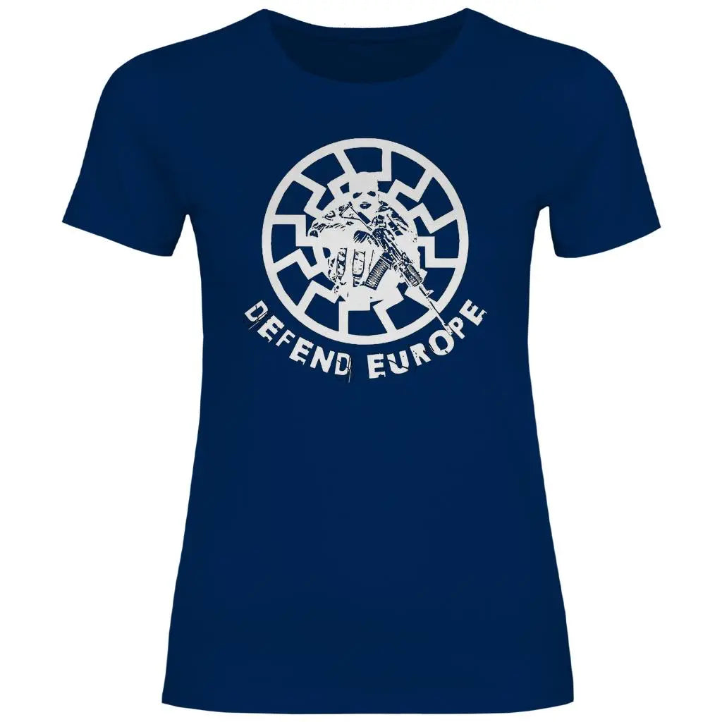 Schwarze Sonne T-Shirt 'Defend Europe' Damen PatriotenPrint