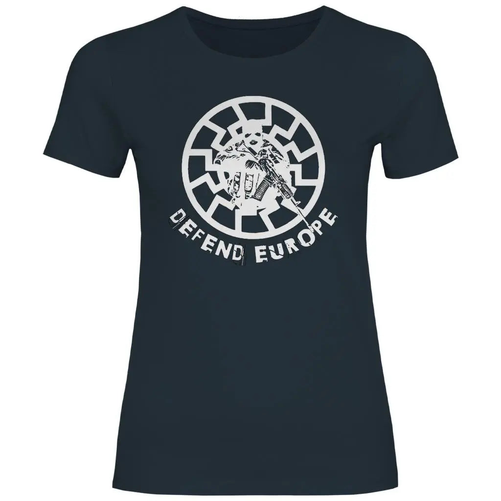 Schwarze Sonne T-Shirt 'Defend Europe' Damen PatriotenPrint