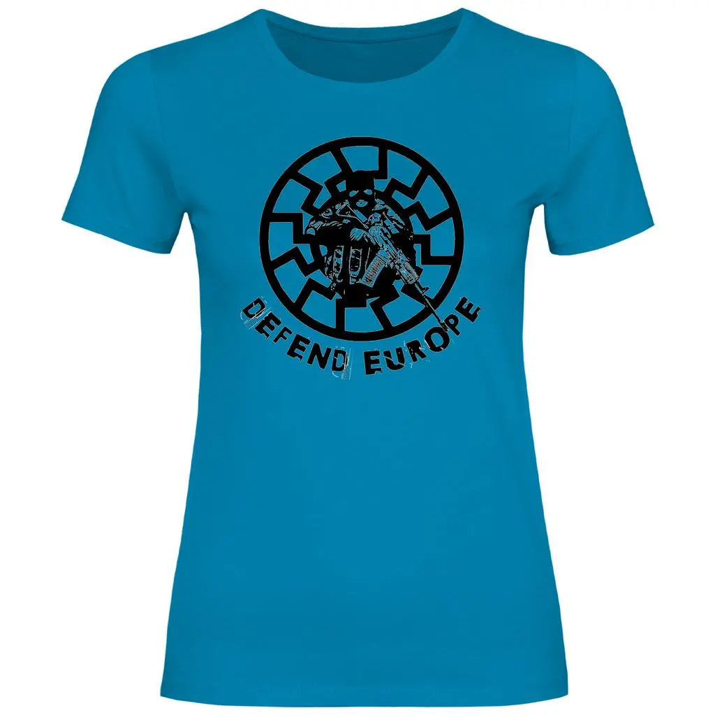 Schwarze Sonne T-Shirt 'Defend Europe' Damen PatriotenPrint