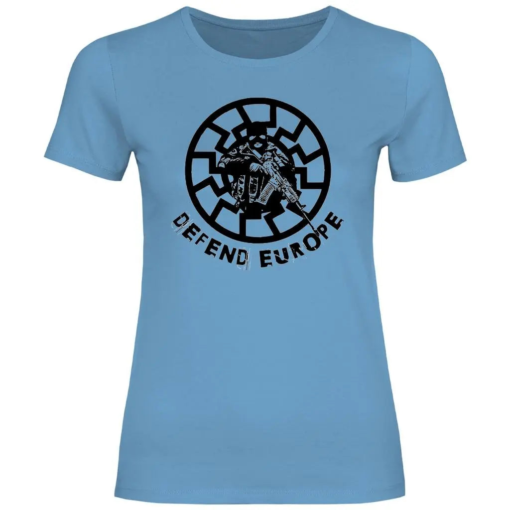 Schwarze Sonne T-Shirt 'Defend Europe' Damen PatriotenPrint