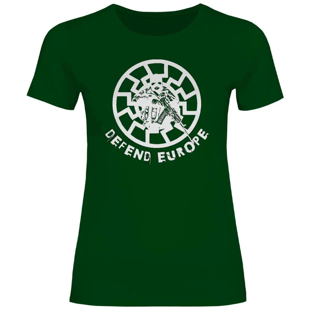 Schwarze Sonne T-Shirt 'Defend Europe' Damen PatriotenPrint