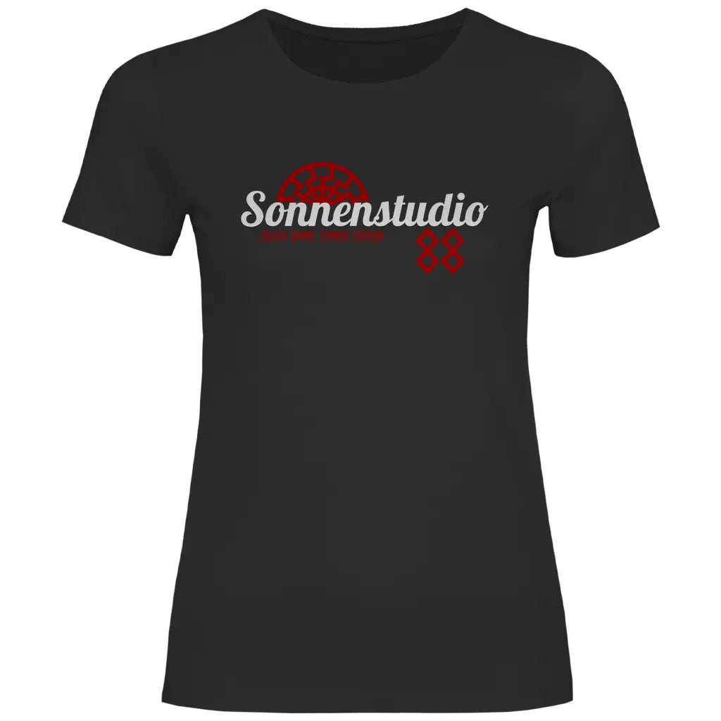 Schwarze Sonne T-Shirt 'Sonnenstudio 88' Damen