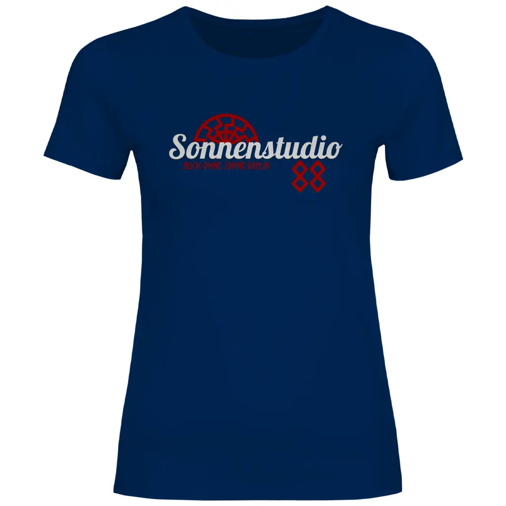 Schwarze Sonne T-Shirt 'Sonnenstudio 88' Damen