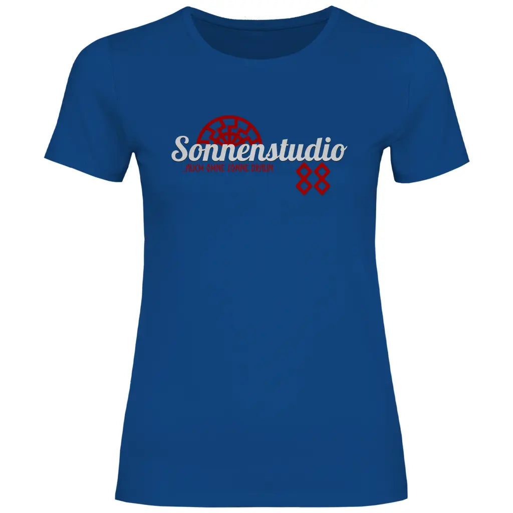 Schwarze Sonne T-Shirt 'Sonnenstudio 88' Damen