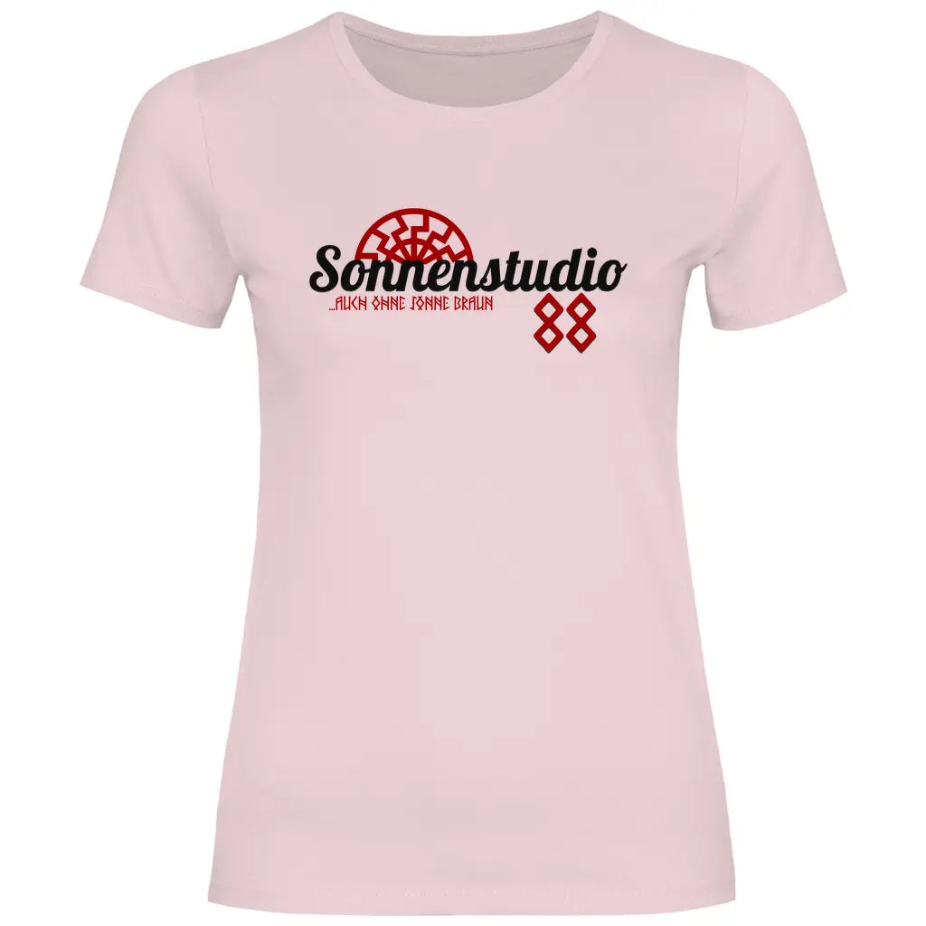 Schwarze Sonne T-Shirt 'Sonnenstudio 88' Damen