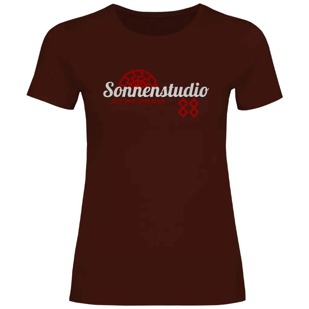Schwarze Sonne T-Shirt 'Sonnenstudio 88' Damen