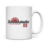Schwarze Sonne Tasse 'Sonnenstudio 88'