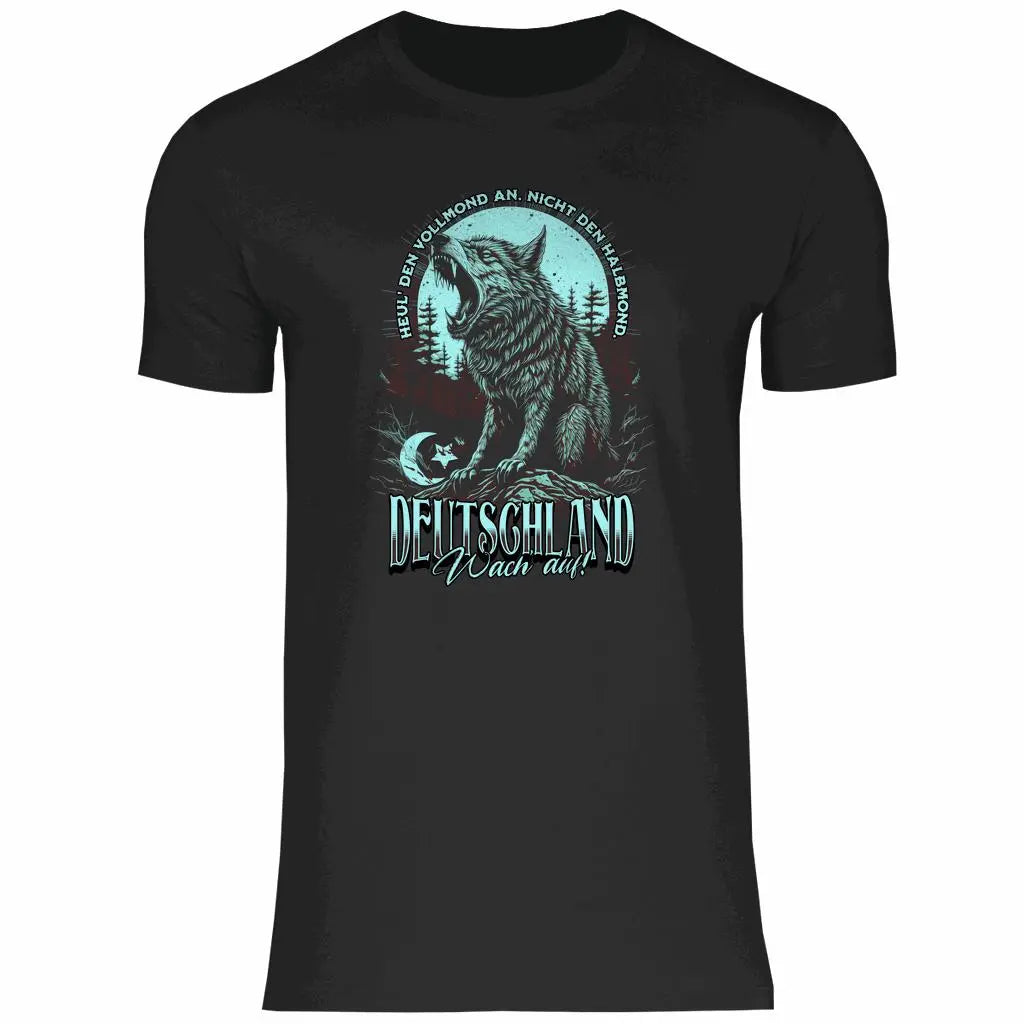 Wolf T-Shirt 'Deutschland Wach Auf' Herren PatriotenPrint