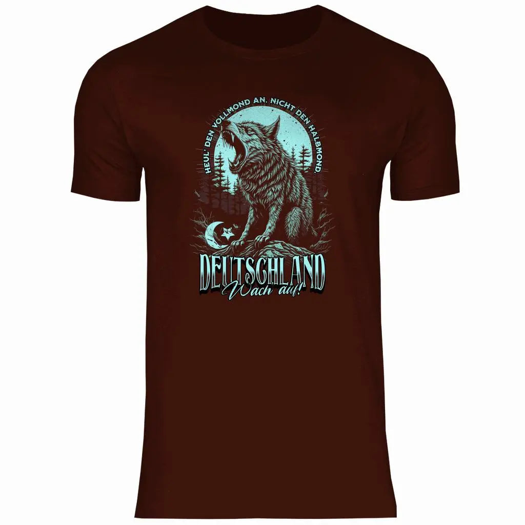 Wolf T-Shirt 'Deutschland Wach Auf' Herren PatriotenPrint