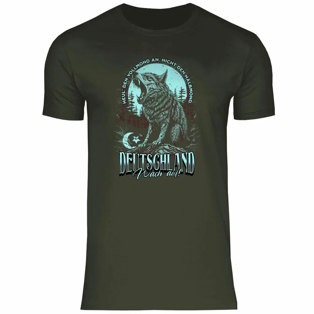 Wolf T-Shirt 'Deutschland Wach Auf' Herren PatriotenPrint