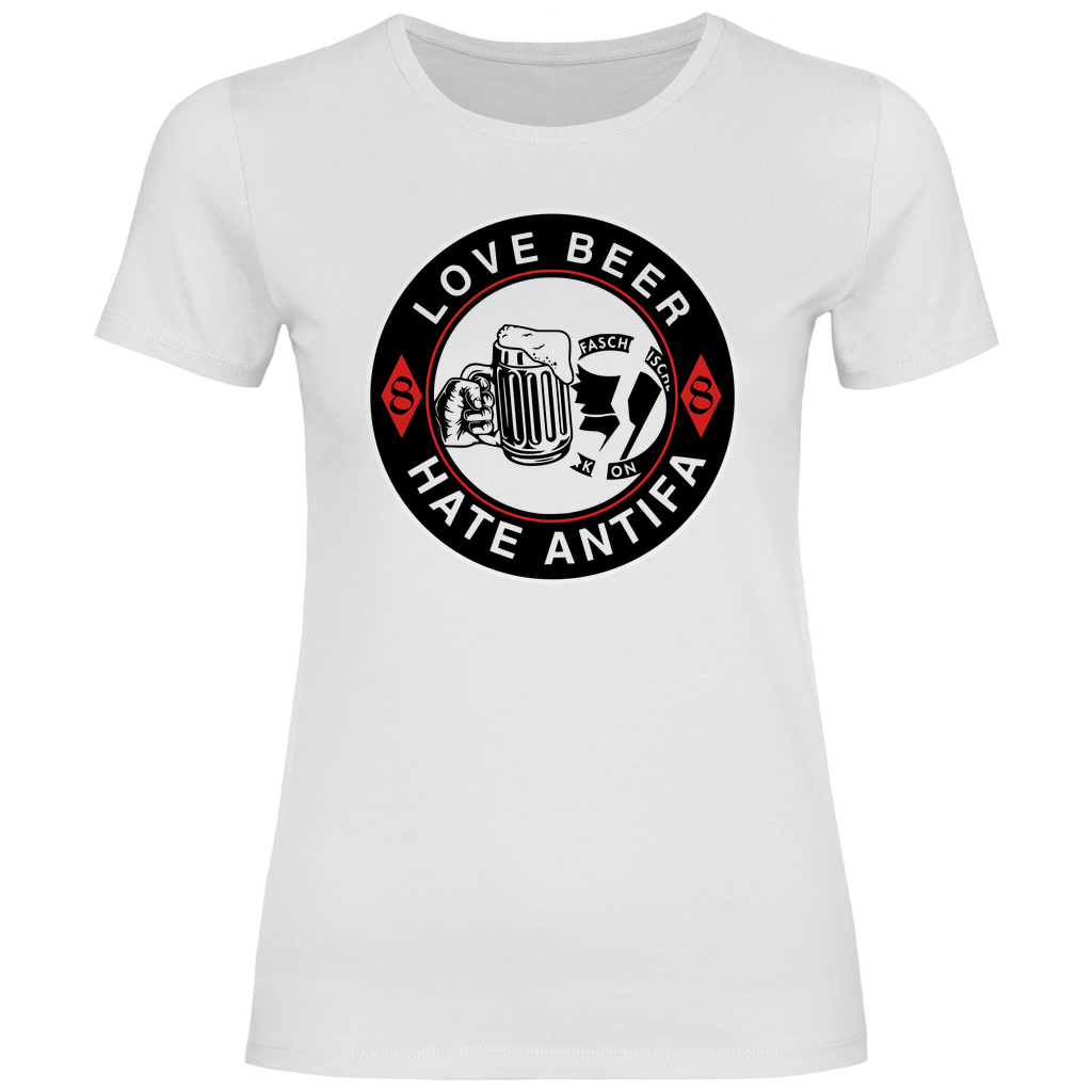 Anti Antifa T-Shirt 'Love Beer Hate Antifa' Damen