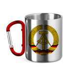 Ostdeutschland Edelstahltasse 'DDR' mit Karabiner - PatriotenPrint