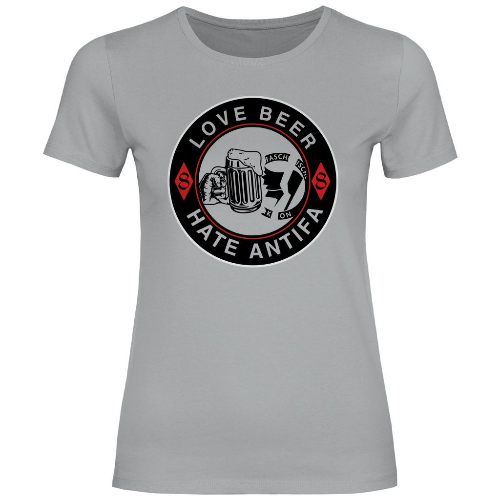 Anti Antifa T-Shirt 'Love Beer Hate Antifa' Damen