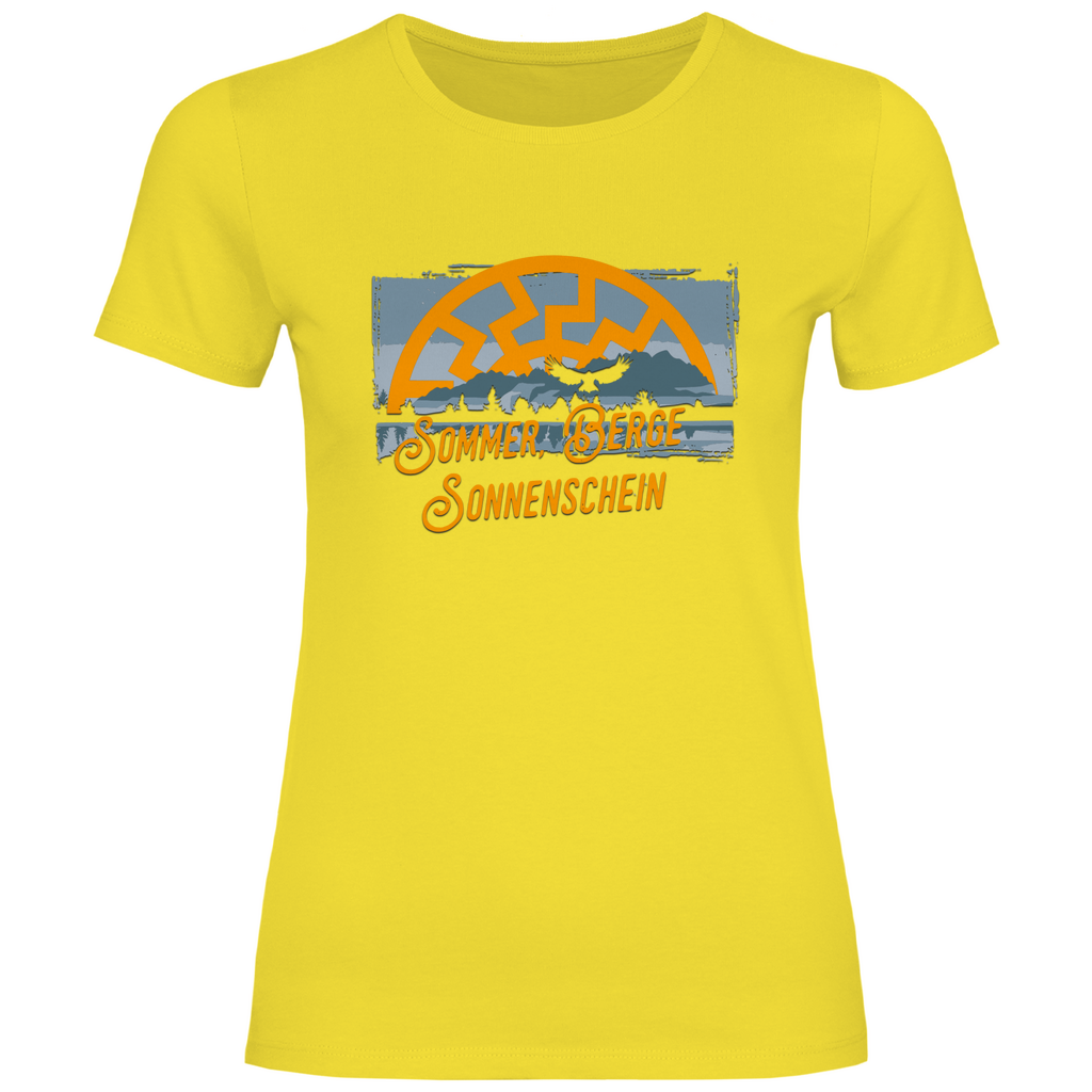 Schwarze Sonne T-Shirt 'Sommer Berge Sonnenschein' Damen - PatriotenPrint