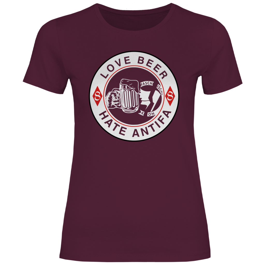 Anti Antifa T-Shirt 'Love Beer Hate Antifa' Damen