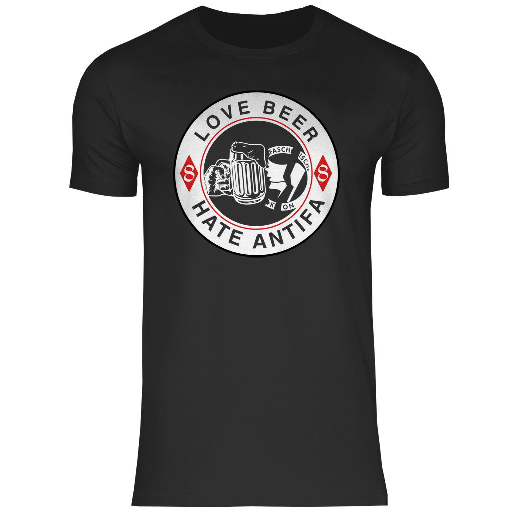 Anti Antifa T-Shirt 'Love Beer Hate Antifa' Herren