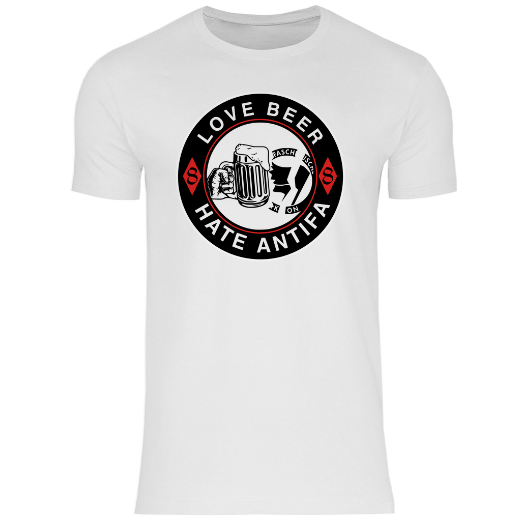 Anti Antifa T-Shirt 'Love Beer Hate Antifa' Herren