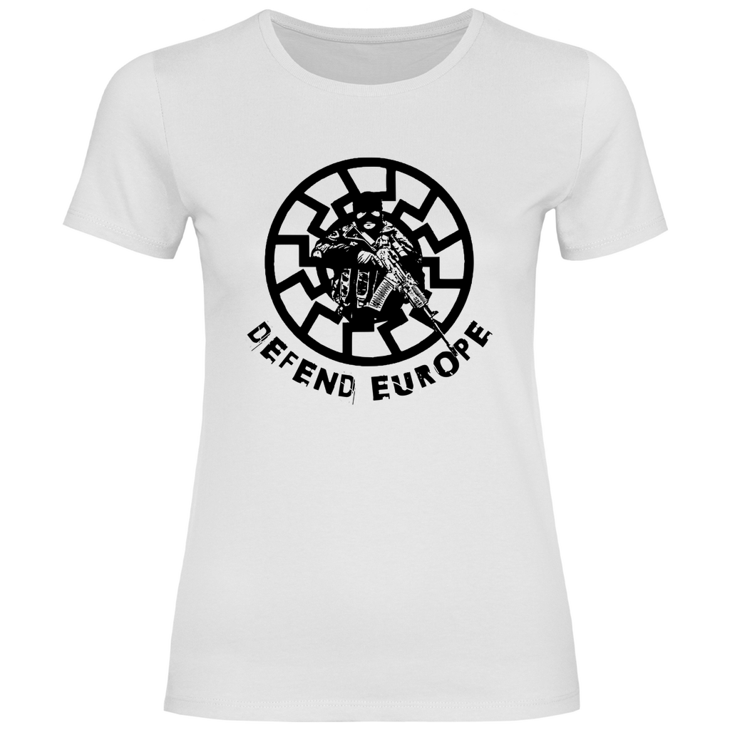 Schwarze Sonne T-Shirt 'Defend Europe' Damen - PatriotenPrint