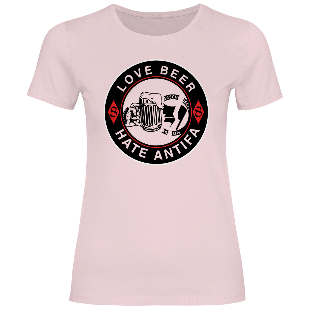 Anti Antifa T-Shirt 'Love Beer Hate Antifa' Damen