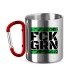 FCK GRN Edelstahltasse mit Karabiner - PatriotenPrint