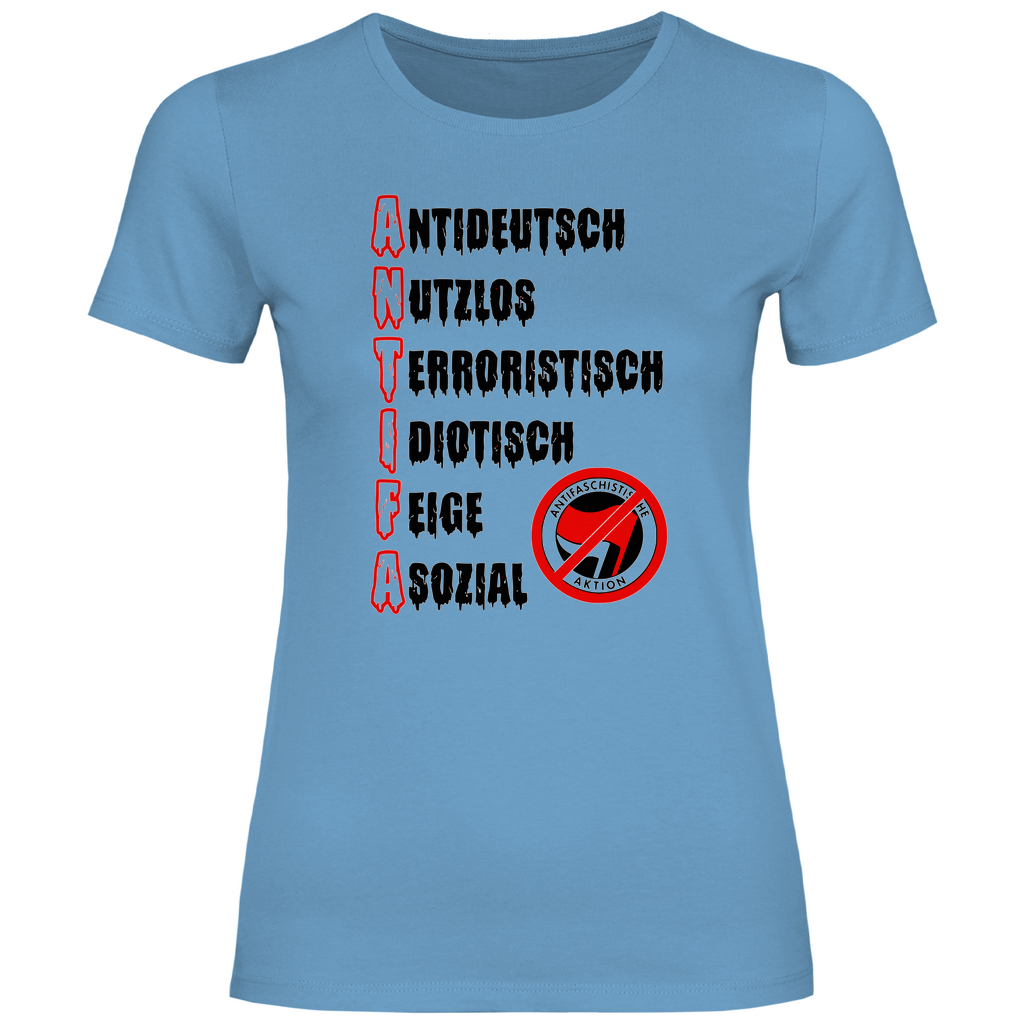 Anti Antifa T-Shirt 'A N T I F A' Damen